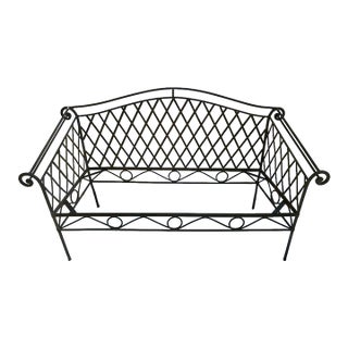 Vintage Lattice Iron Outdoor Bench For Sale
