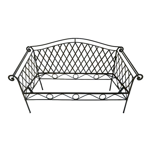 Vintage Lattice Iron Outdoor Bench For Sale