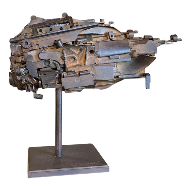 Brutalist Ship / Fish Assembled Sculpturein Steel by Jacques Dufrane, 2000 For Sale