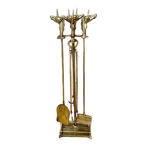 Set Unicorn Horse Brass Fireplace Tool Set