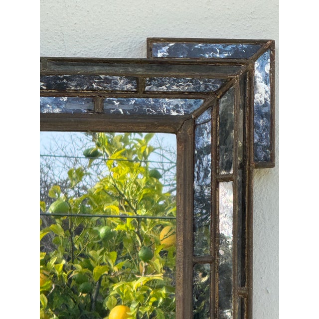 Art Deco Exquisite Antique Wall Mirror~ Vintage Italian With Original Patina and Gilt Details Circa 1940 For Sale - Image 3 of 12