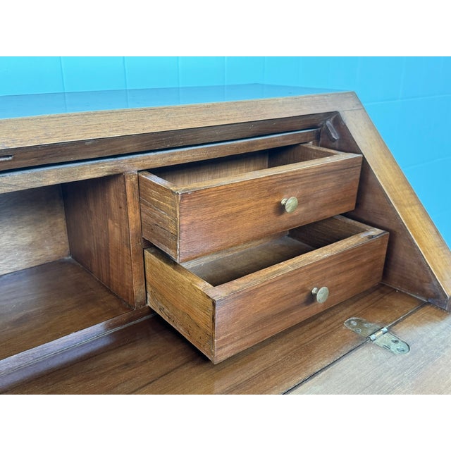 Italian Walnut Secretaire with Drop-Leaf, 1950s For Sale - Image 18 of 18