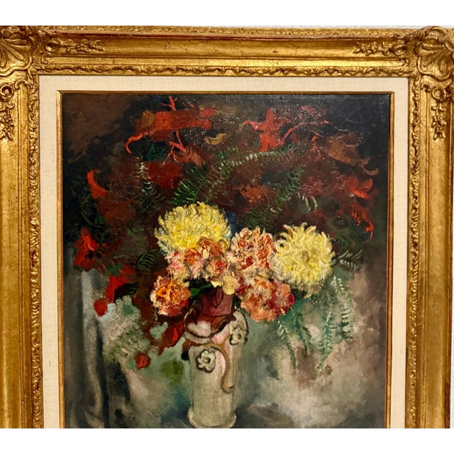 Nicolai Cikovsky, Large Modernist Oil Painting Wild Flowers in Vase WPA Artist Nicolai Cikovsky For Sale - Image 14 of 18