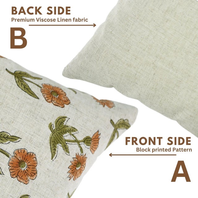 Fabdivine Handmade Block Printed Cushion Cover 12x20 Inch Viscose Linen- Kirti For Sale - Image 4 of 5