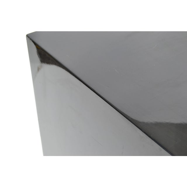 Black Black Gloss Finished Rectangle Pedestal Table Sculpture Stand Column Midcentury For Sale - Image 8 of 13