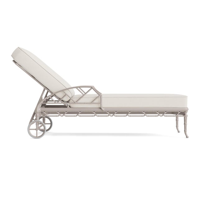 Contemporary Brown Jordan Calcutta Adjustable Chaise Lounge, Dove frame with Fusion Natural fabric For Sale - Image 3 of 11