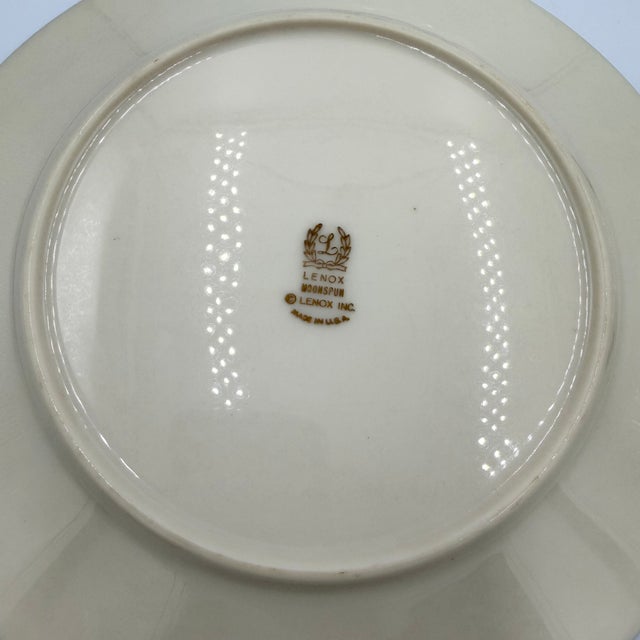 Contemporary 1990s Lenox Moonspun China Platinum Trim Dinner, Salad, Bread 3pc Plate Set For Sale - Image 3 of 10