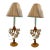 Pair of Late 20th Century Table Lamp Golden Bouquet With Porcelain Flower Italian Style For Sale
