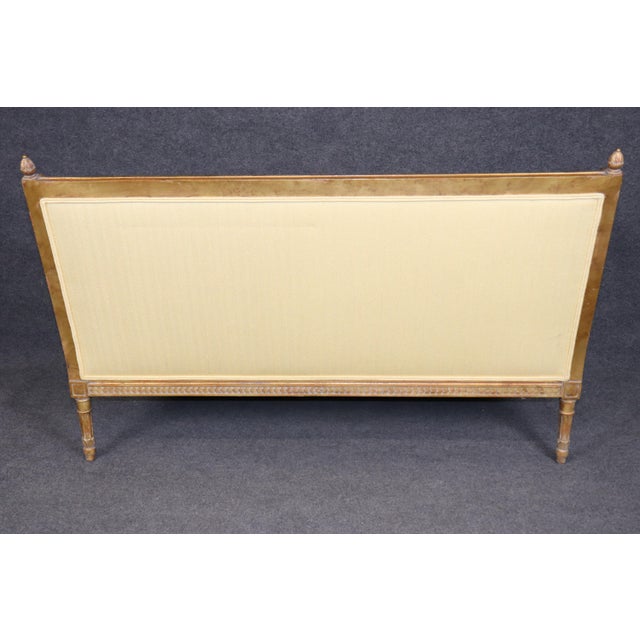 French Vintage French Louis XVI Style Carved Gilt Settee C. 1960's For Sale - Image 3 of 12
