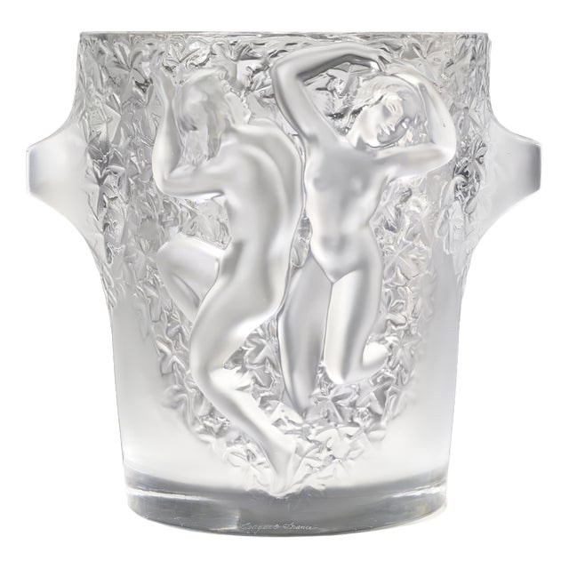 Ganimede Ice Bucket in Satin Crystal by René Lalique for Lalique, Paris, 1950 For Sale