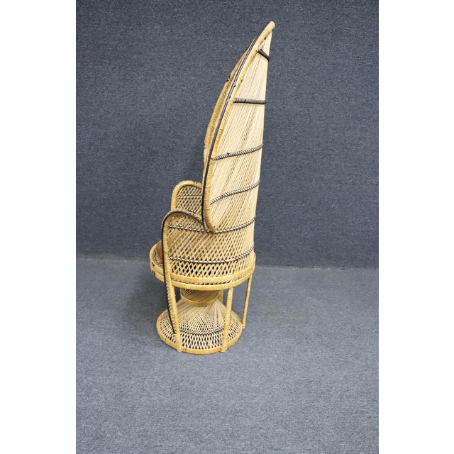 Wood Mid Century Wicker Peacock Chair For Sale - Image 7 of 8