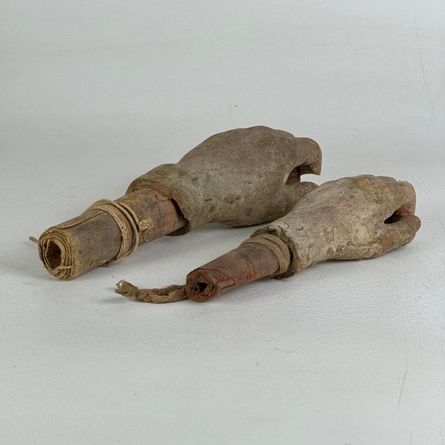 Salvaged Pair 0f Coney Island Wax Museum Lifecast Wax Hands With Paper Support For Sale - Image 10 of 11