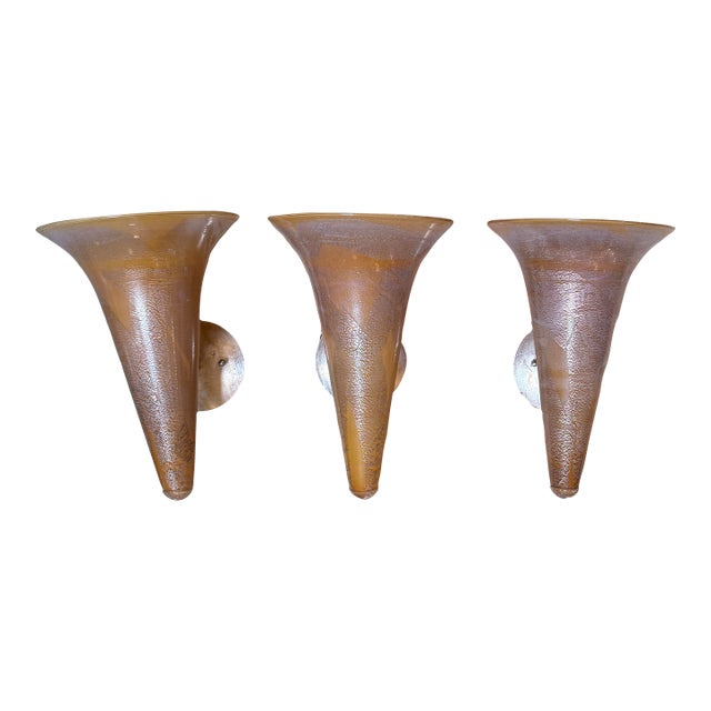 Bacchus Glass Trumpet Wall Sconces, Set of Three For Sale