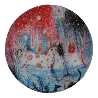 KEZIAT, The Beginning of the Beginning, 2023, Pen on Round Canvas For Sale