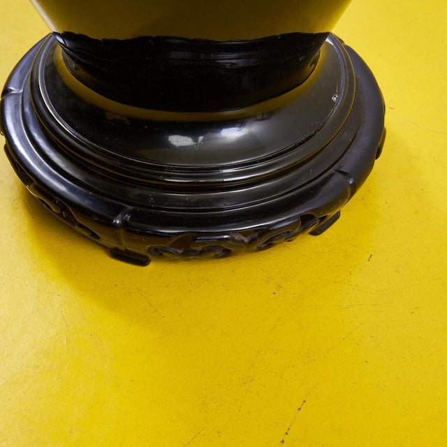 Large Hand-Painted Chinese Resin Vase For Sale - Image 5 of 11