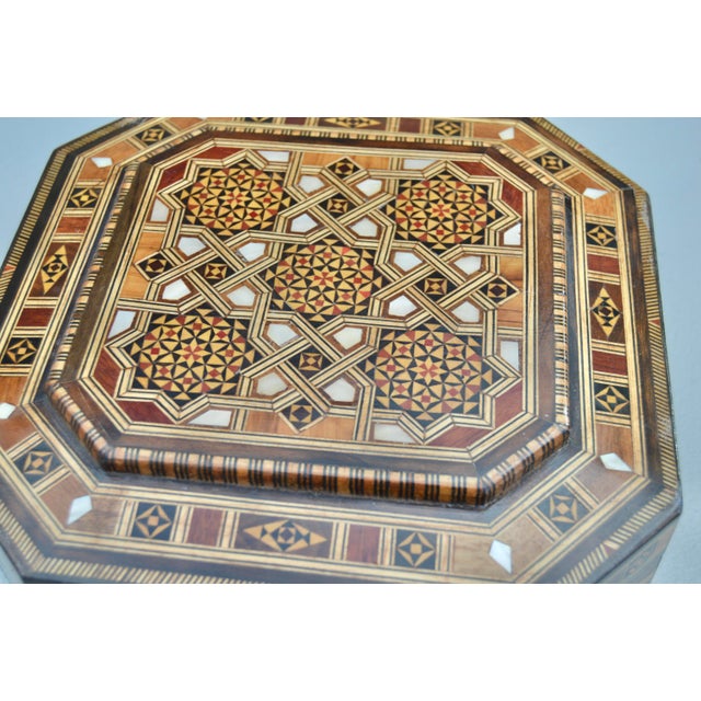 Mid 20th Century Handcrafted Moorish Astral-Patterned Mother-of-Pearl Inlaid Box For Sale - Image 9 of 11