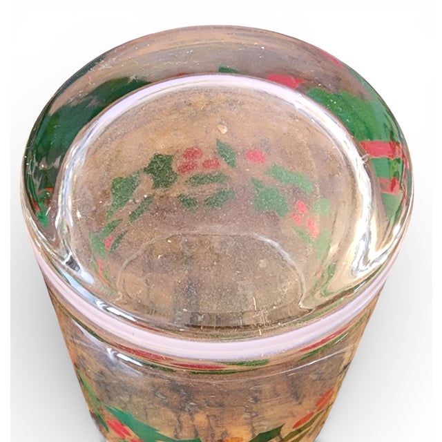 Set 6 Christmas Themed Holly Berry Holiday Glass Old Fashioned Rocks Glasses ~ Crate & Barrel For Sale In New York - Image 6 of 7