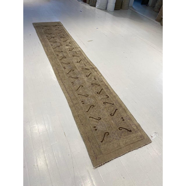 Tan Modern Samarkand Abstract Wool Runner by Doris Leslie Blau For Sale - Image 8 of 8