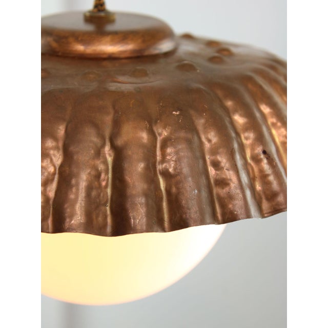Mid-Century Italian Copper and Opaline Pendant Lamp For Sale - Image 11 of 18