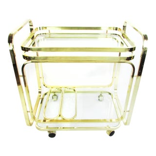 Milo Baughman Brass Bar Cart For Sale