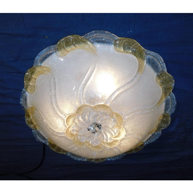 Mid 20th Century 20th Century Italian Clear and Amber Murano Graniglia Flush Mount For Sale - Image 5 of 9