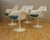 4 restored 'Drudi' chairs by Rudi Bonzanini from Italy 1965. Rare. Repainted molded plastic shells in a gloss white enamel...