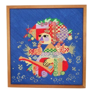 Vintage Bjorn Wiinblad Needlepoint Wall Hanging For Sale