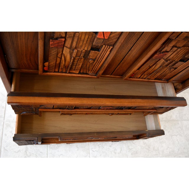 Wood Mid Century Brutalist Style Lane Pueblo Armoire For Sale - Image 7 of 13