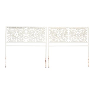 Twin Size Floral Wrought Iron Headboards With Rose Pattern - a Pair For Sale