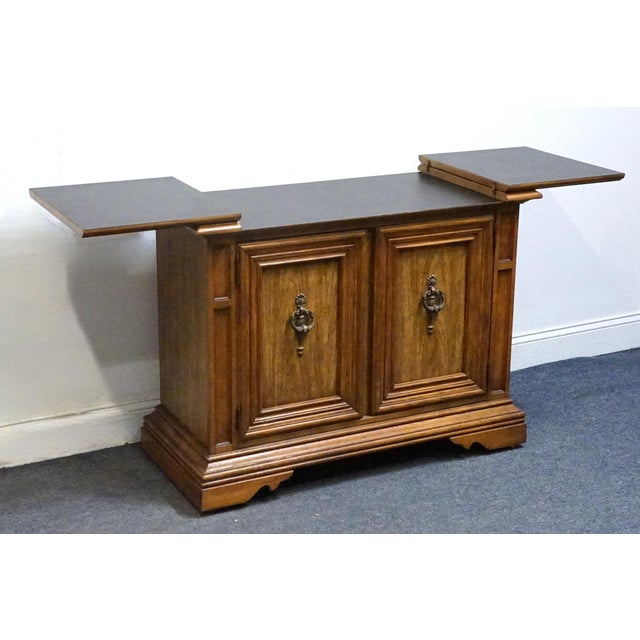 Stanley Furniture Walnut Italian Mediterranean Style 62" Flip Top Server Buffet For Sale - Image 9 of 18
