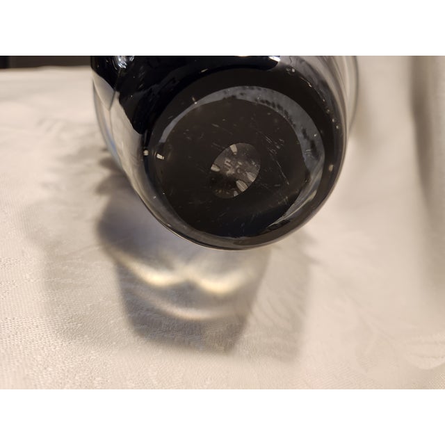 Black Mid 20th Century Monumental 17" Murano Opague Black W/Applied Silver Swirl Attributed - Formia For Sale - Image 8 of 8
