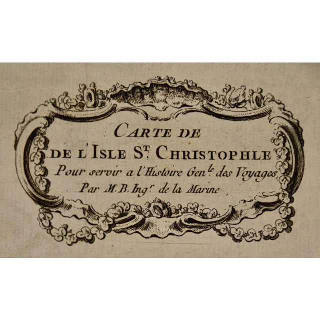 Traditional St. Christophe (St. Kitts): Bellin 18th Century Hand Colored Map, 1746 For Sale - Image 3 of 7
