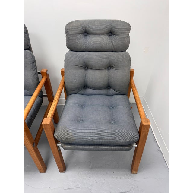 Vintage Danish Modern High-Back Lounge Chairs, Pair, C. 1970s For Sale - Image 11 of 13