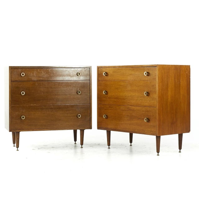 Mid-Century Modern Greta Grossman for Glenn of California Mid Century Walnut 3 Drawer Chest - Pair For Sale - Image 3 of 13
