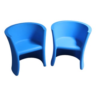 Pair of Me Too Magis Trioli Electric Blue Children's Play Chairs by Eero Aarnio For Sale