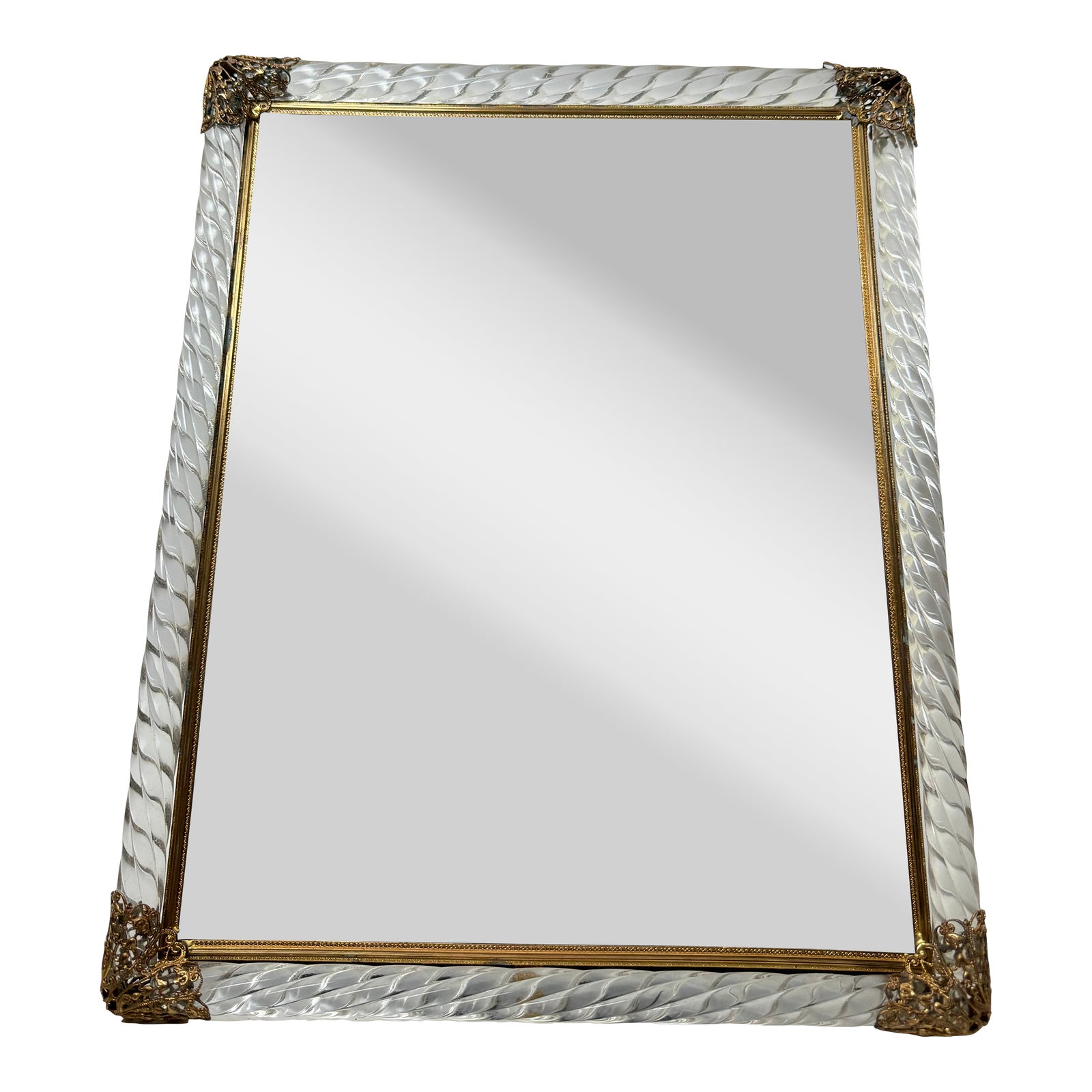 1920s Glass Picture Frame Easel Back Murano Style With Twisted Glass ...
