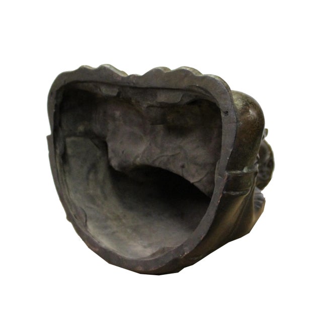 Metal Handmade Bronze Finish Decent Look Sitting Buddha Statue For Sale - Image 7 of 8