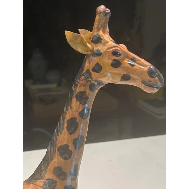 Brown Mid 20th Century Safari Chic Leather Wrapped Giraffe in the Style of Ralph Lauren For Sale - Image 8 of 12