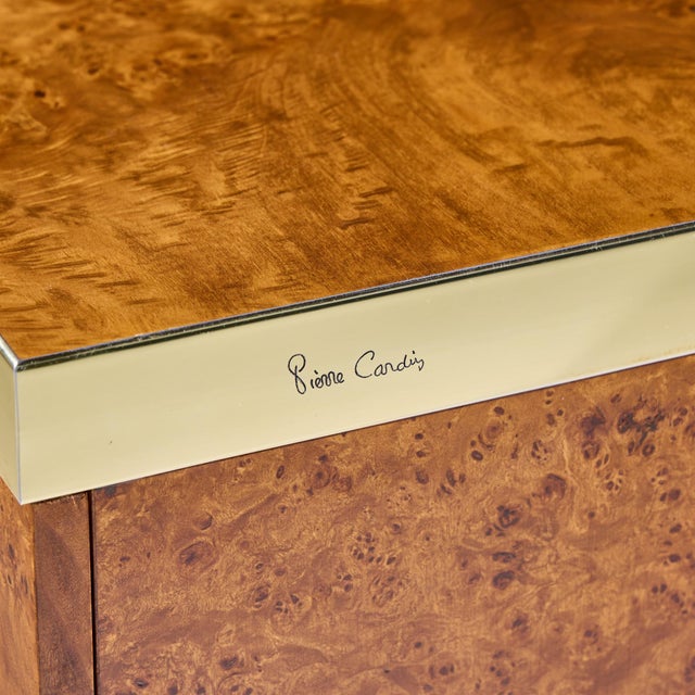 Pierre Cardin Mid 20th Century Burlwood and Brass Credenza For Sale - Image 11 of 11