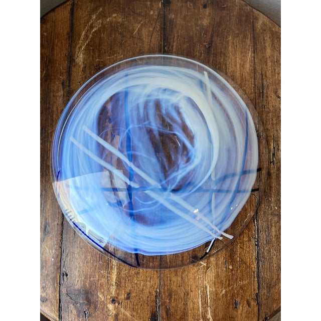 Kosta Boda Made in Sweden Design by Anna Ehrner Contrast White, Blue and Black Colors Centerpiece Bowl Platter, Dish 15" For Sale - Image 9 of 10