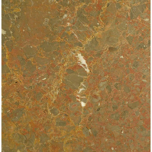 Red Brazilian Red Marble Column Coffee Table with Thick Lucite Top For Sale - Image 8 of 8