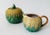 Antique 19th C Majolica Pineapple Pattern Creamer & Sugar C1880s. Measures: Creamer: 5 1/4" x 4 3 Sugar 5" at Handle x 5"...