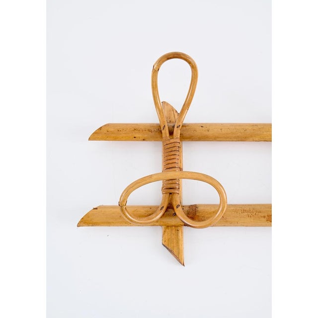 Mid-Century French Riviera Coat Rack in Rattan, Wicker and Bamboo, Italy, 1960s For Sale - Image 10 of 11