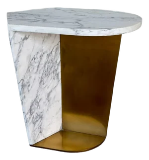 Jonathan Charles Modern Carrara Marble and Brass Fusion Accent Table