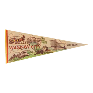 Mackinaw City Michigan Felt Flag Pennant