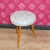 Wood Stool with Filigree Legs & Pastel Blue Fluff Cover For Sale - Image 4 of 9
