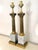 Hollywood Regency Mid 20th Century Italian White Marble and Carved Brass Neoclassical Column Lamps, a Pair For Sale - Image 3 of 11