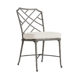 Brown Jordan Calcutta Side Chair, Mica frame with Fusion Natural fabric For Sale