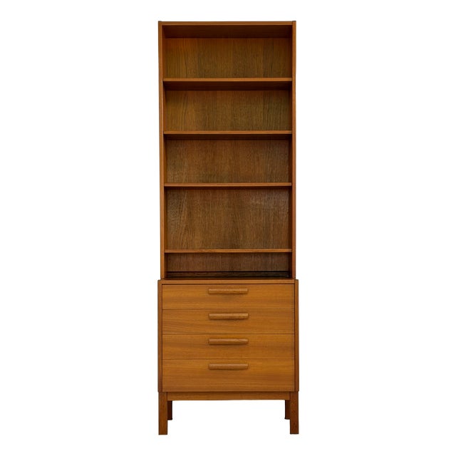 Domi Monté Teak Bookcase with Four-Drawer Chest by Nils Jonsson for Troeds, 1960s For Sale