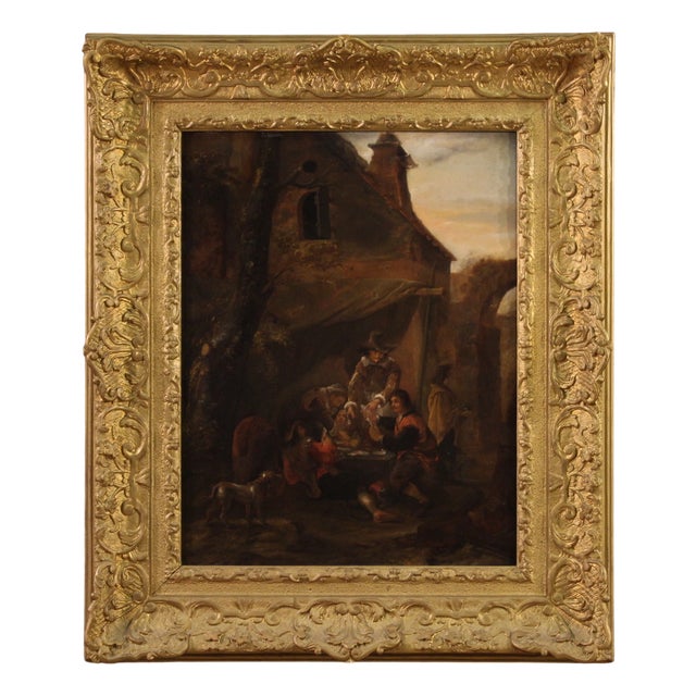 Flemish Artist, Card Players, 1750, Oil on Panel For Sale